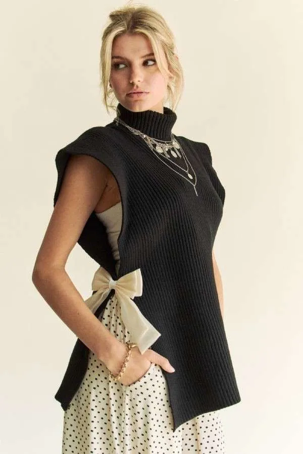 Side Split Turtleneck Sleeveless Knit Top, image 5