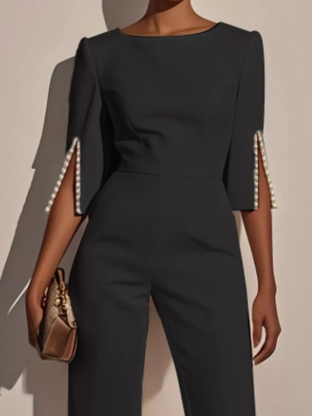 Wide-Leg Jumpsuit with Slit Sleeve, image 7