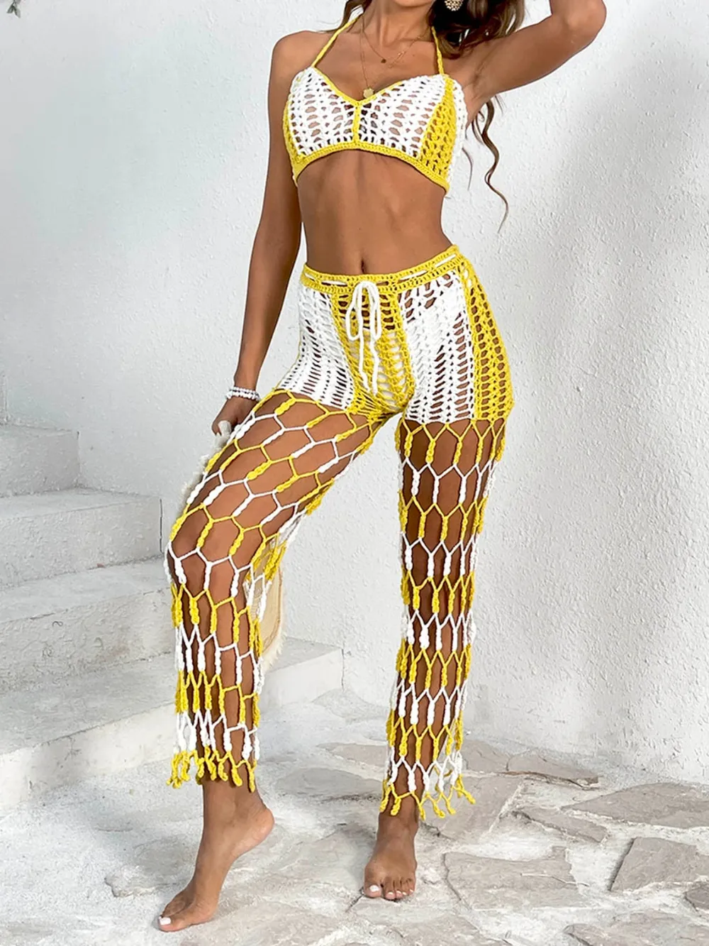 Cutout Halter Neck Top and Pants Two-Piece Swim Set, image 15
