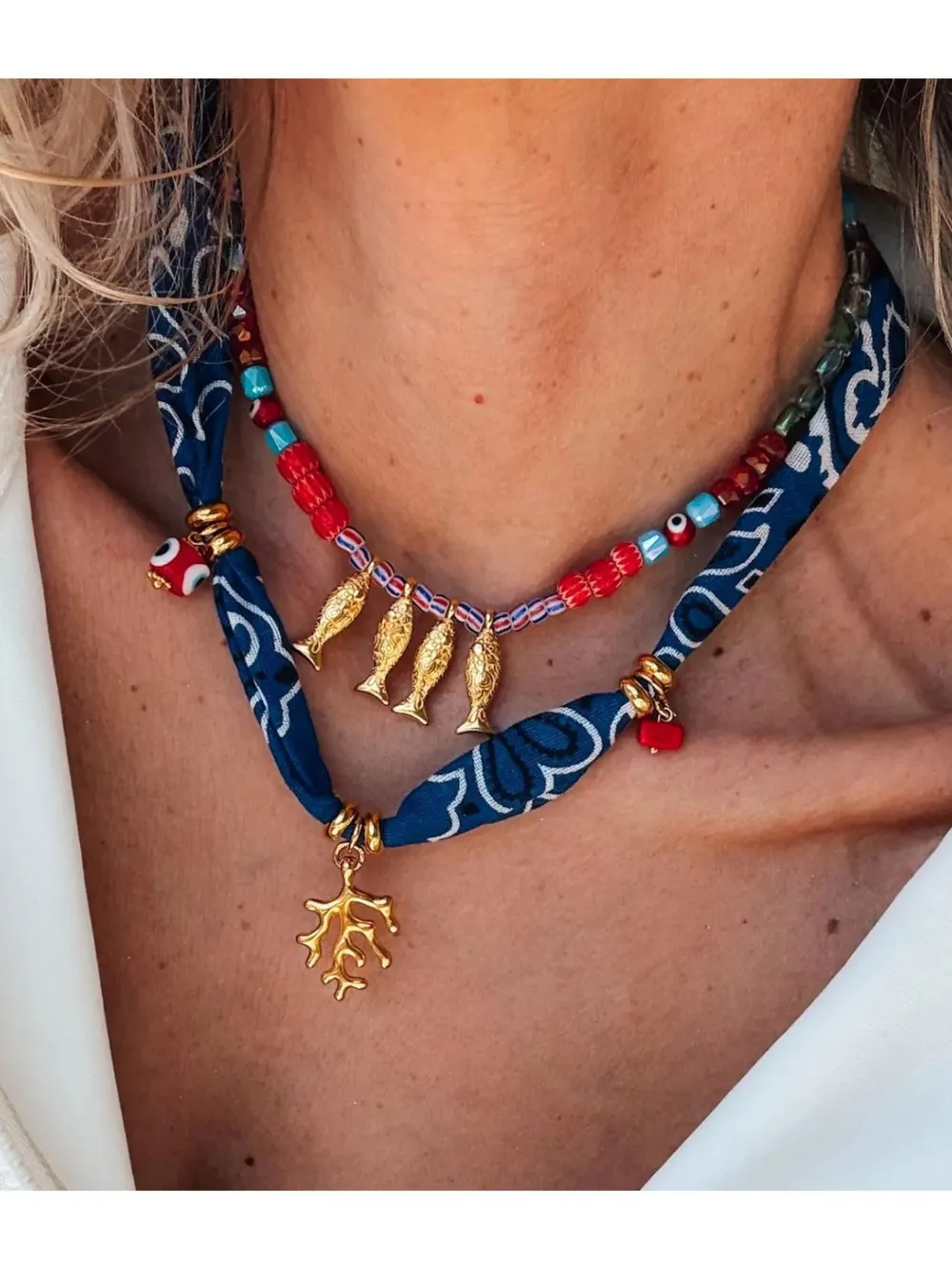 2-Piece Coral and Fish Pendant Necklace, image 5