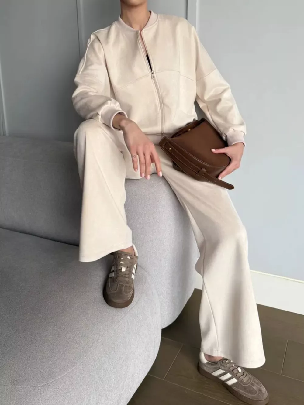 Zip Up Sweatshirt and Wide-Leg Pants Set, image 5