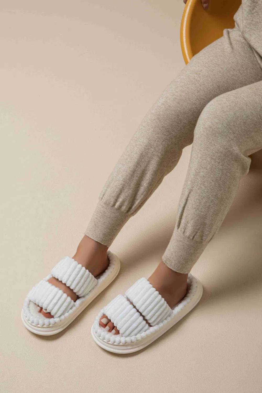 Open Toe Fluff Platform Slippers, image 3