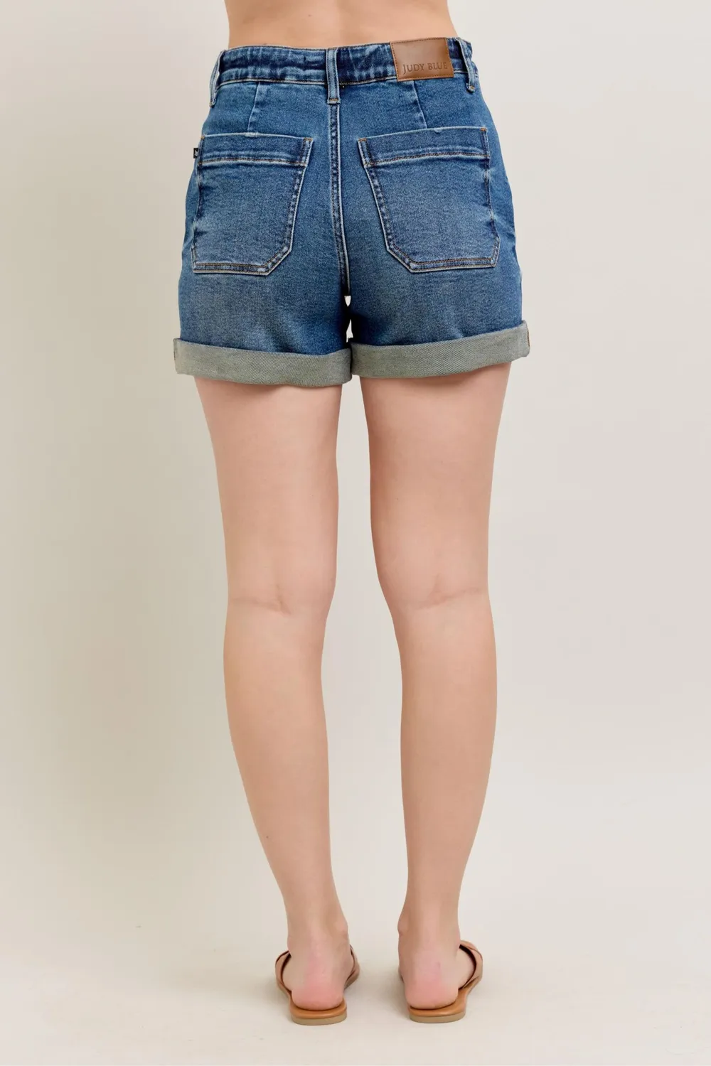 Full Size High Rise Cuff Denim Shorts Plus Size, image 4
