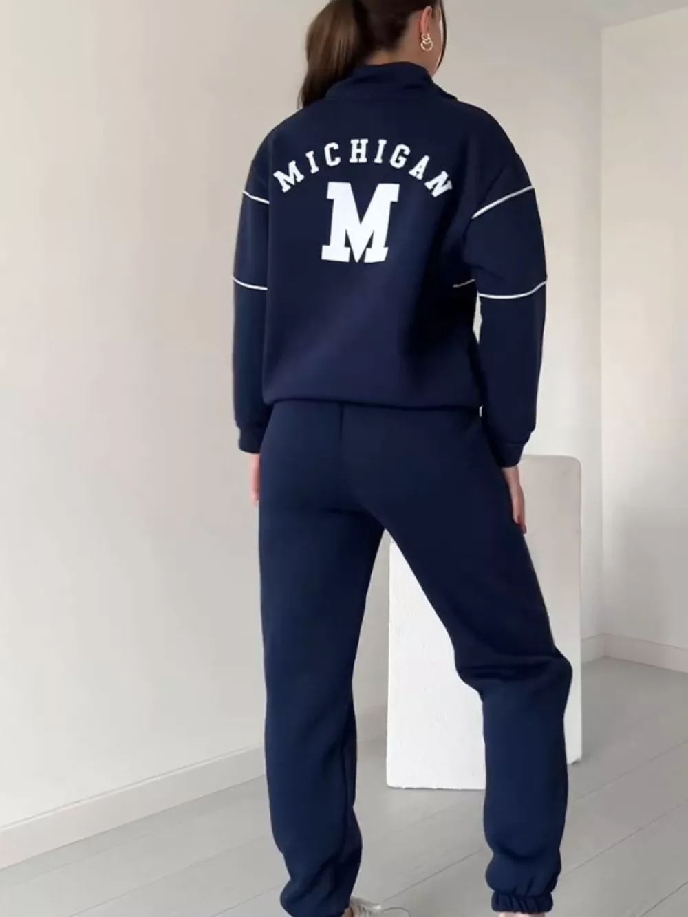 Full Size Striped Quarter Zip Top and Pants Set Plus Size, image 3