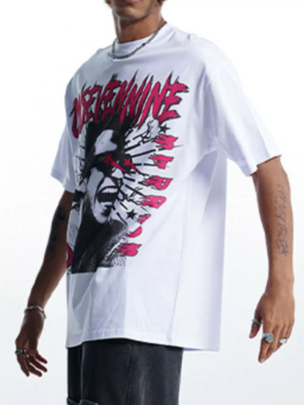 Men's Graphic Round Neck Oversized T-Shirt, image 4