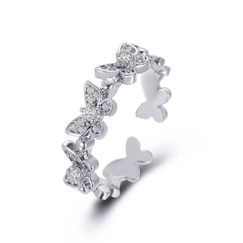 925 Sterling Silver Butterfly Open Ring, image 5