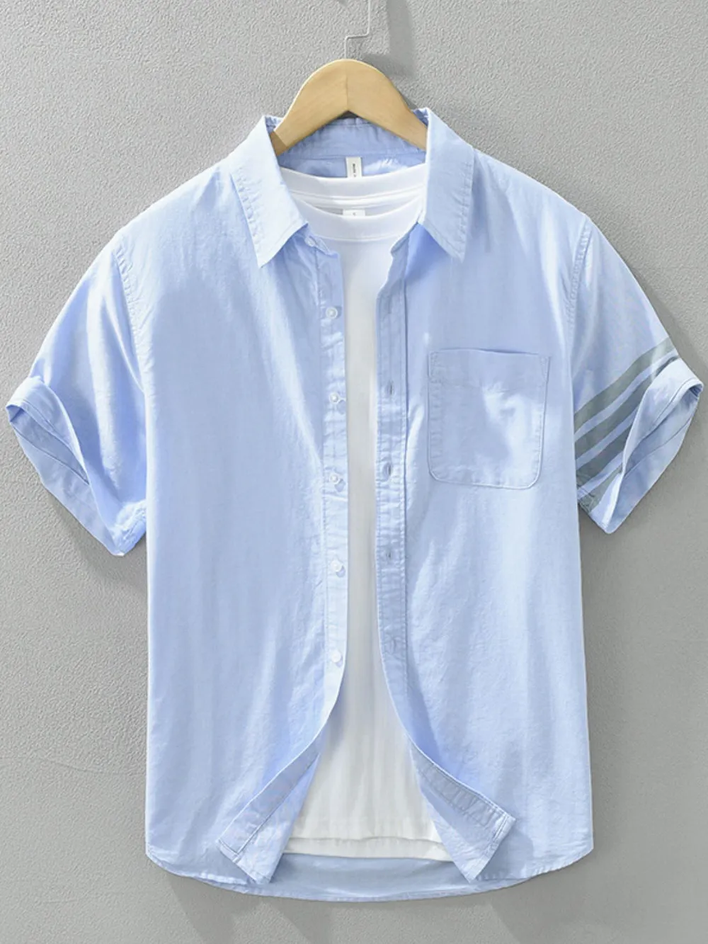 Men's Plus Size Short Sleeve Button-Up Shirt, image 7