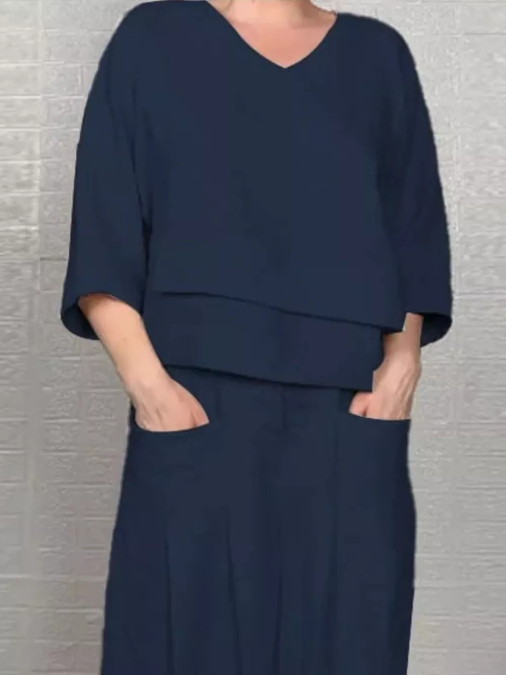 Full Size V-Neck Long Sleeve Top and Pants Set Plus Size, image 12