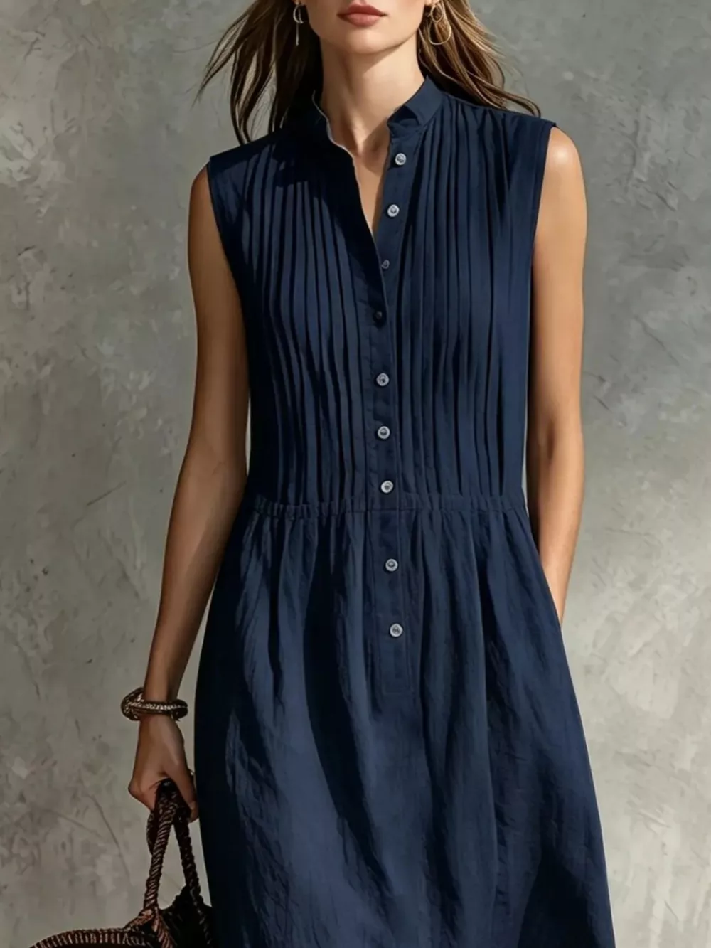 Full Size Sleeveless Button Front Midi Dress Plus Size, image 12