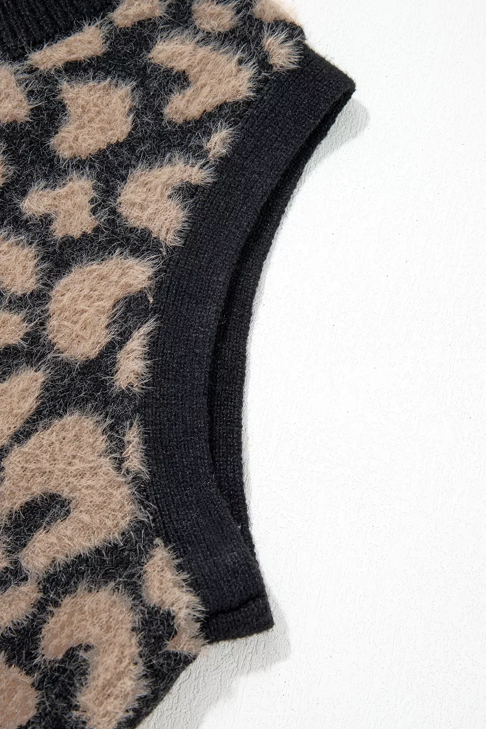 Leopard Print Knit Sleeveless Regular Wash Sweater Vest, image 9