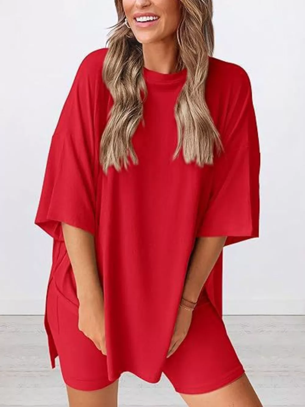 Full Size Half Sleeve T-Shirt and Shorts Set Plus Size, image 20