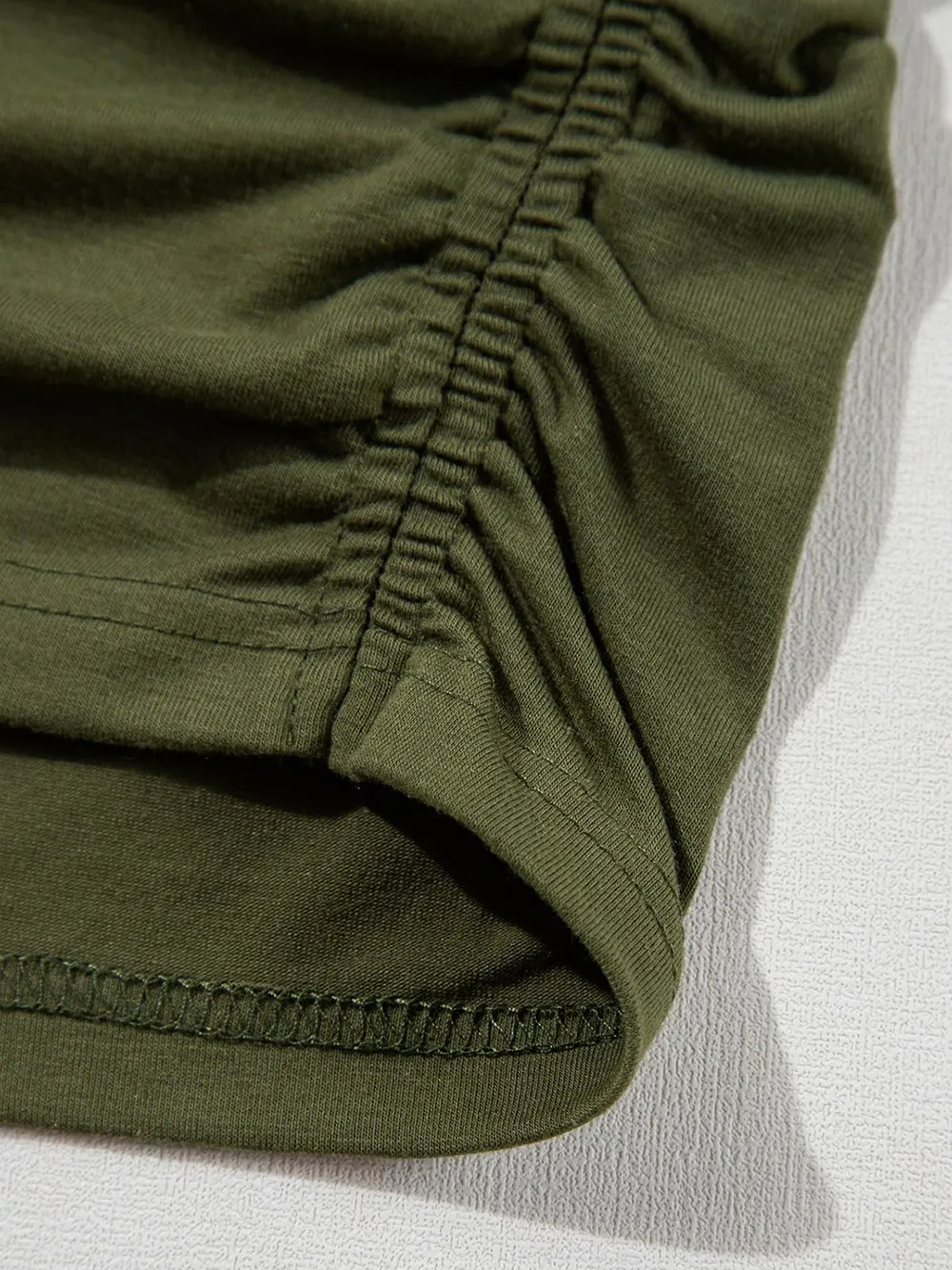Ruched Round Neck Short Sleeve T-Shirt, image 9