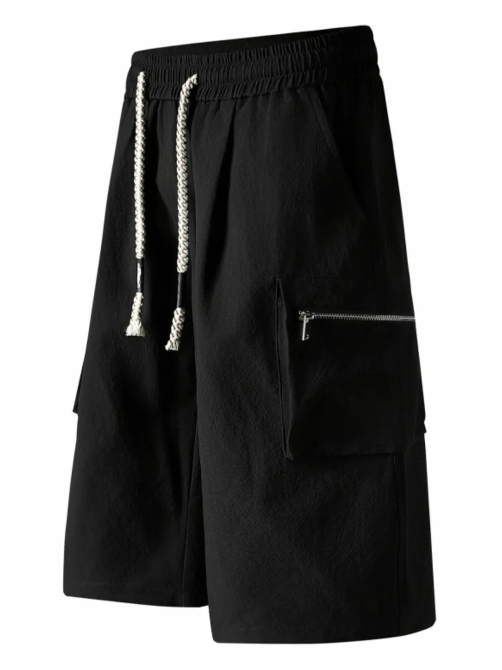 Men's Plus Size Cargo Shorts with Rope Drawstring