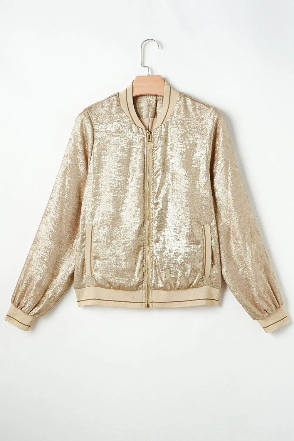 Baseball Collar Zip Up Long Sleeve Jacket, image 4