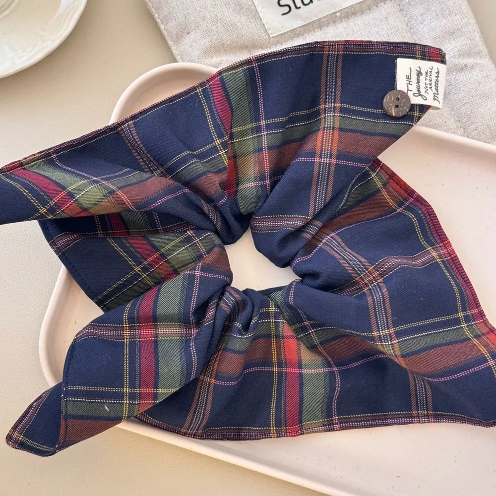 Contrast Plaid Elastic Hair Scrunchy, image 4