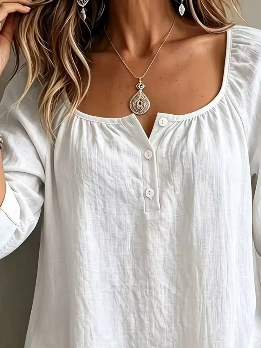 Button Detail Long Sleeve Top, image 5