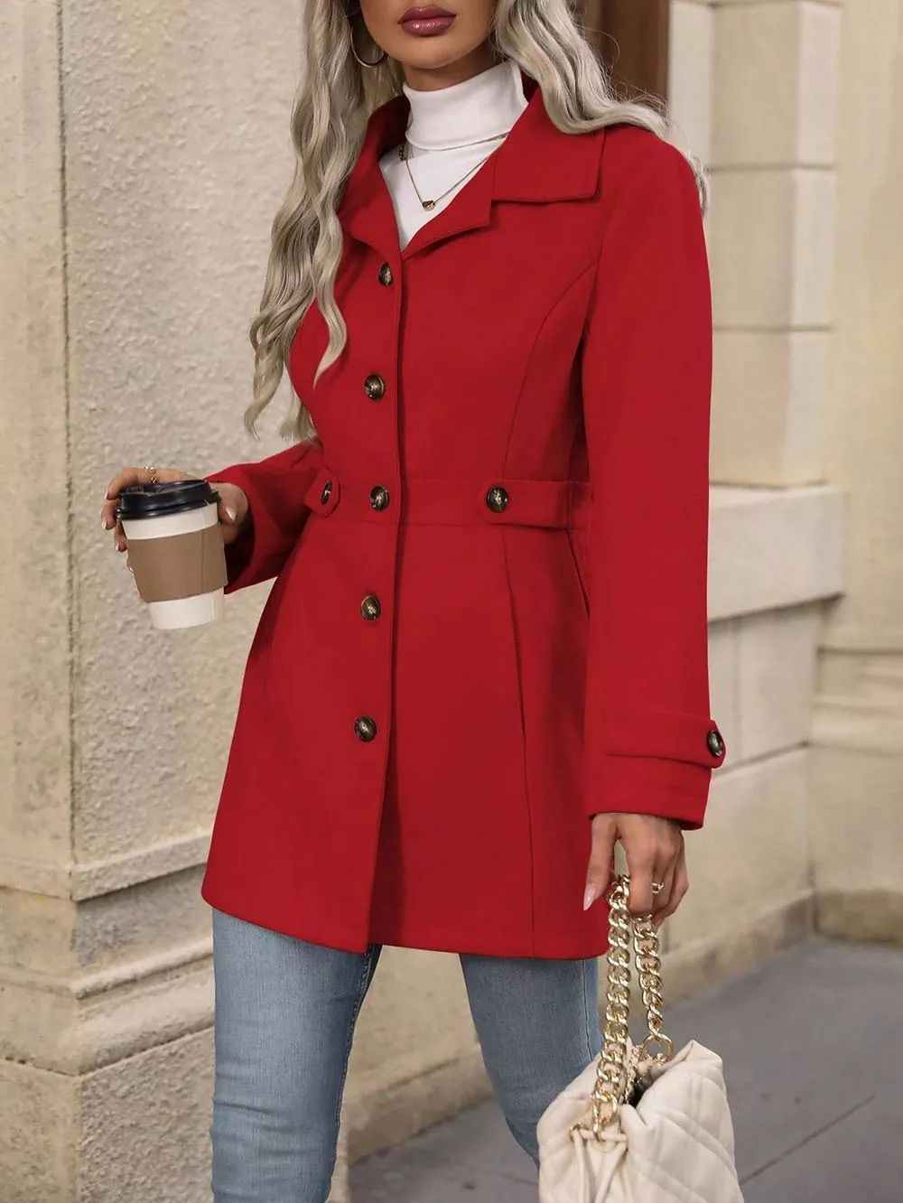 Collared Neck Button Up Coat, image 5