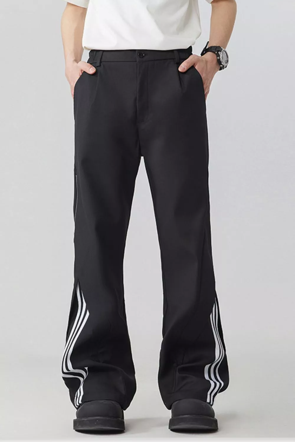 Men's Plus Size Side Stripe Wide Leg Pants
