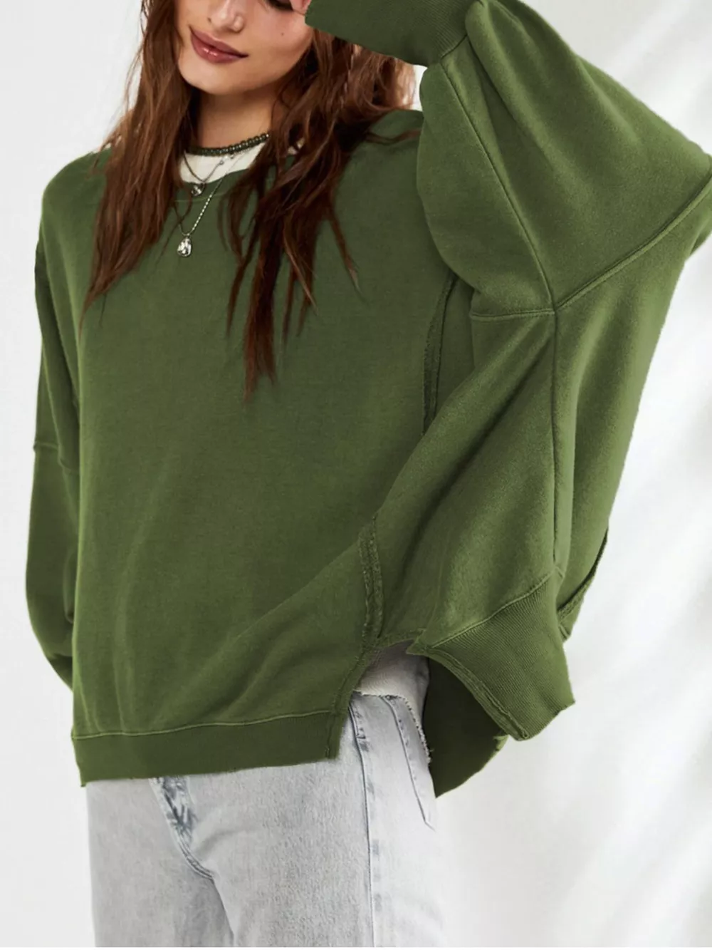 Oversized Relaxed Fit Crew Neck Sweatshirt, image 11