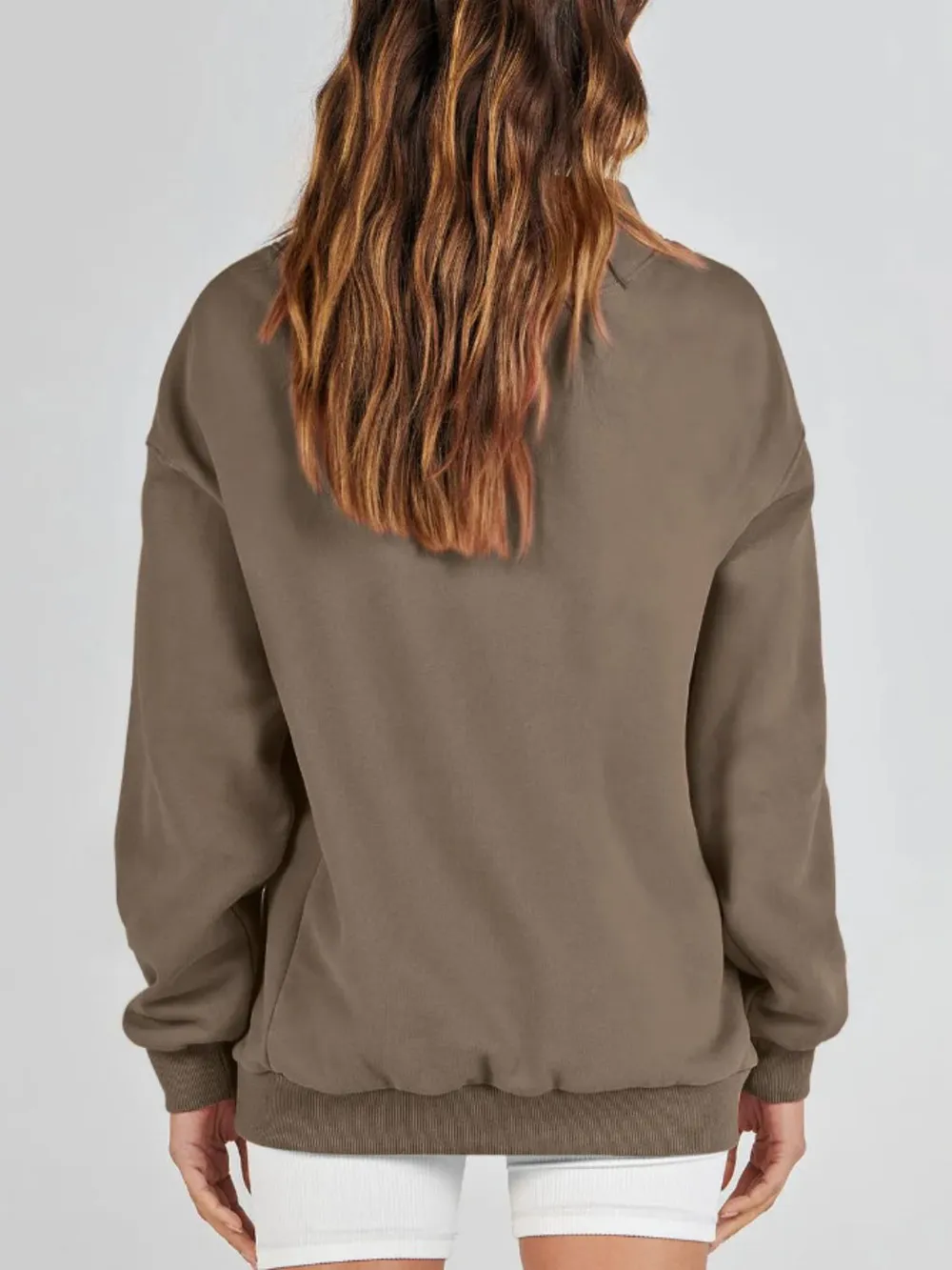 Mock Neck Drop Shoulder Long Sleeve Sweatshirt, image 5