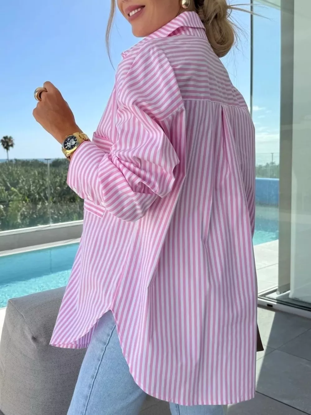 Striped Button Up Long Sleeve Shirt, image 2