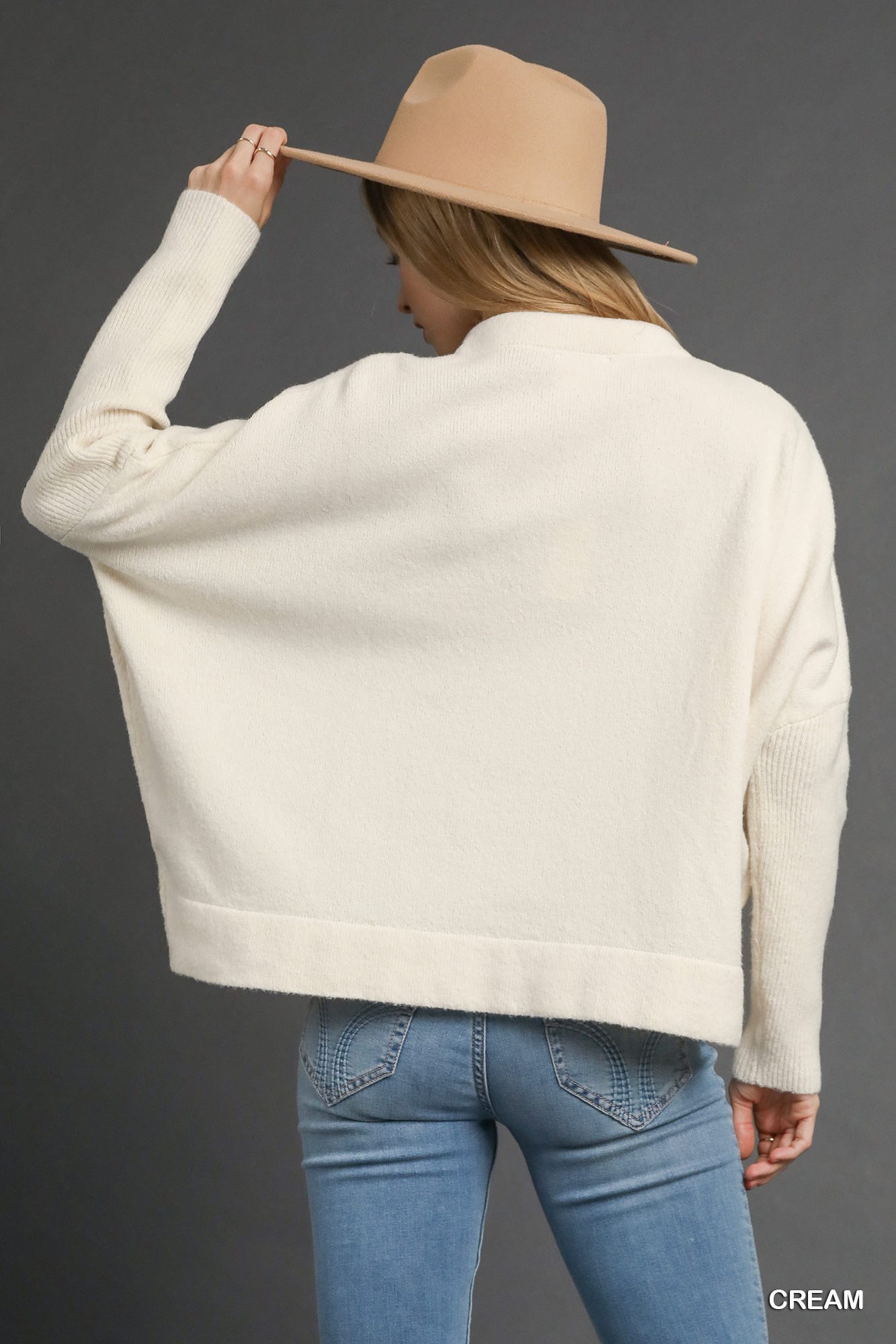 V-Neck Sweater with Wide Trim Detail, image 3