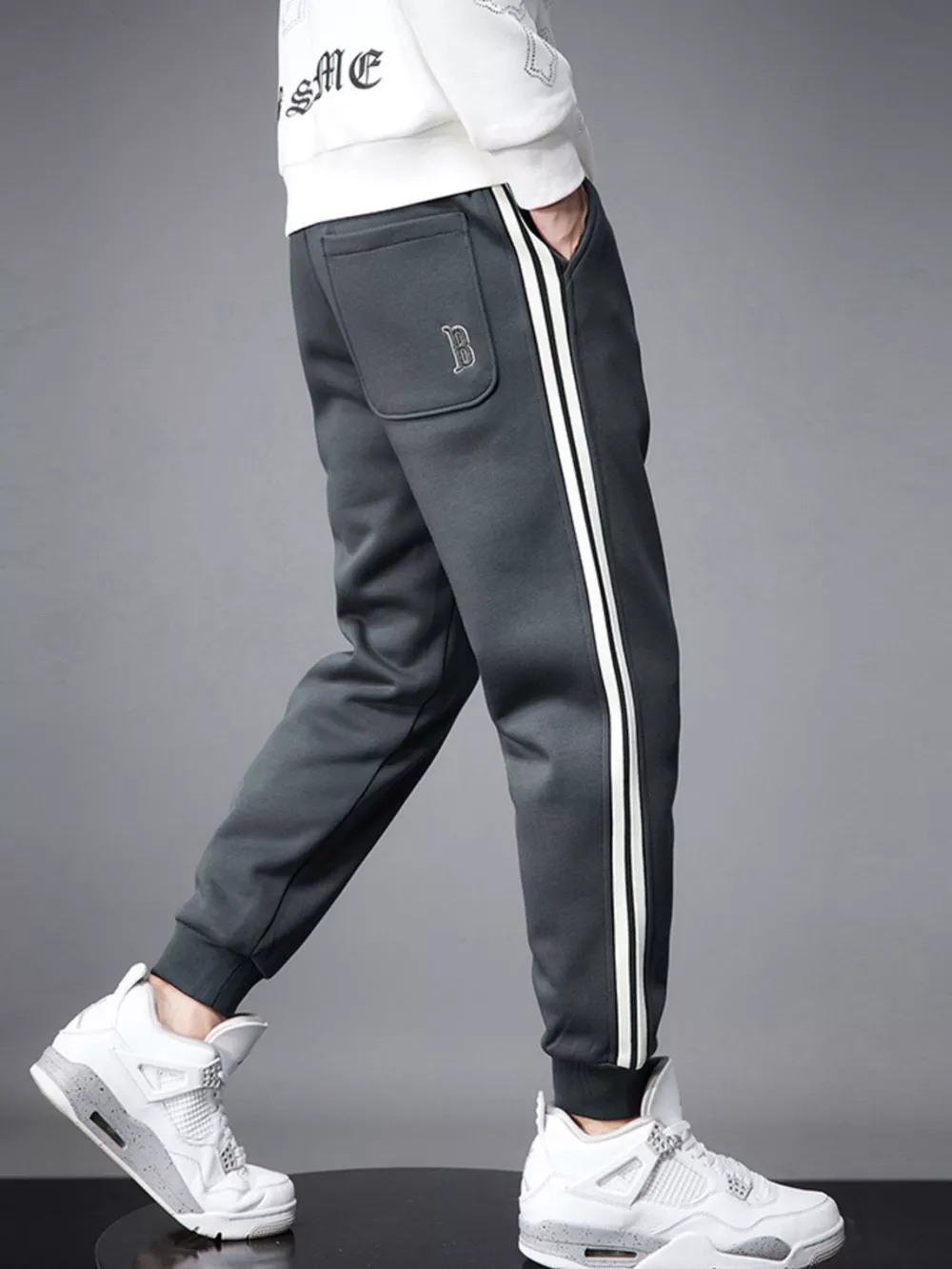 Men's Casual Striped Joggers, image 9