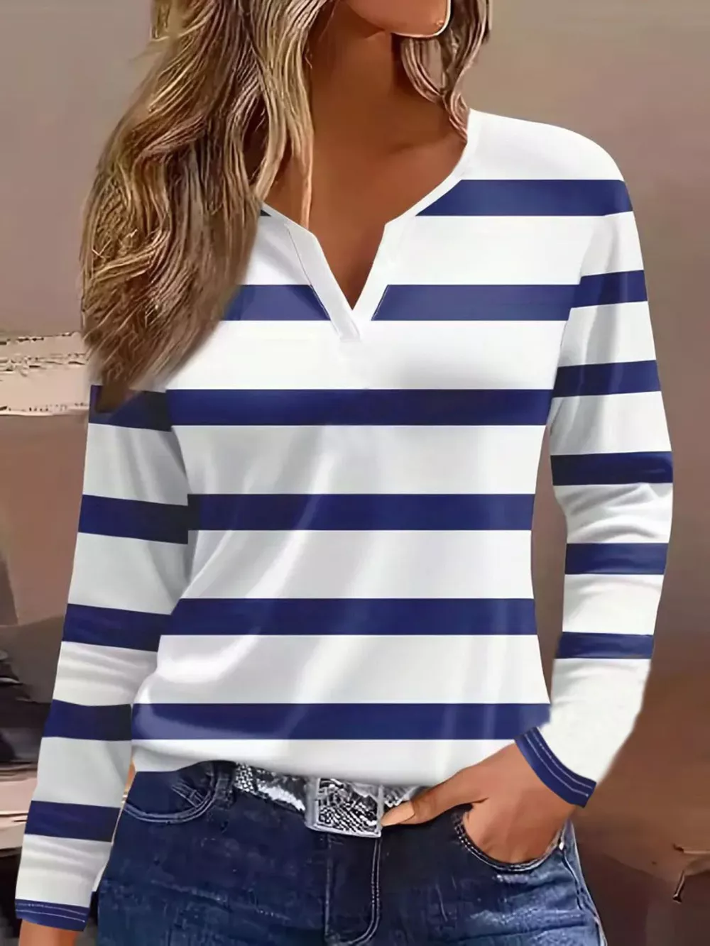 Notched Long Sleeve T-Shirt, image 7
