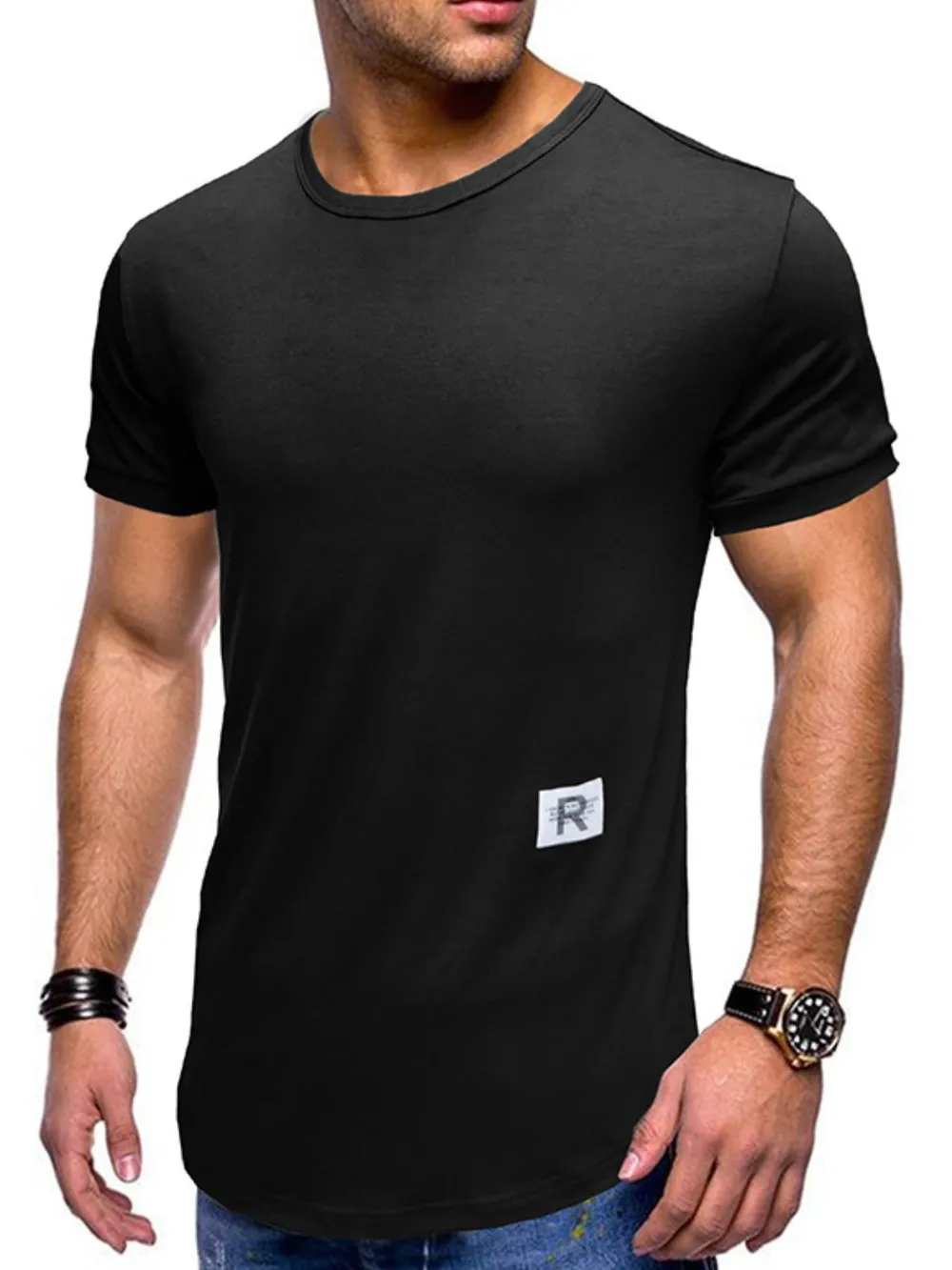 Men's Crew Neck Solid Color Basic T-Shirt, image 4