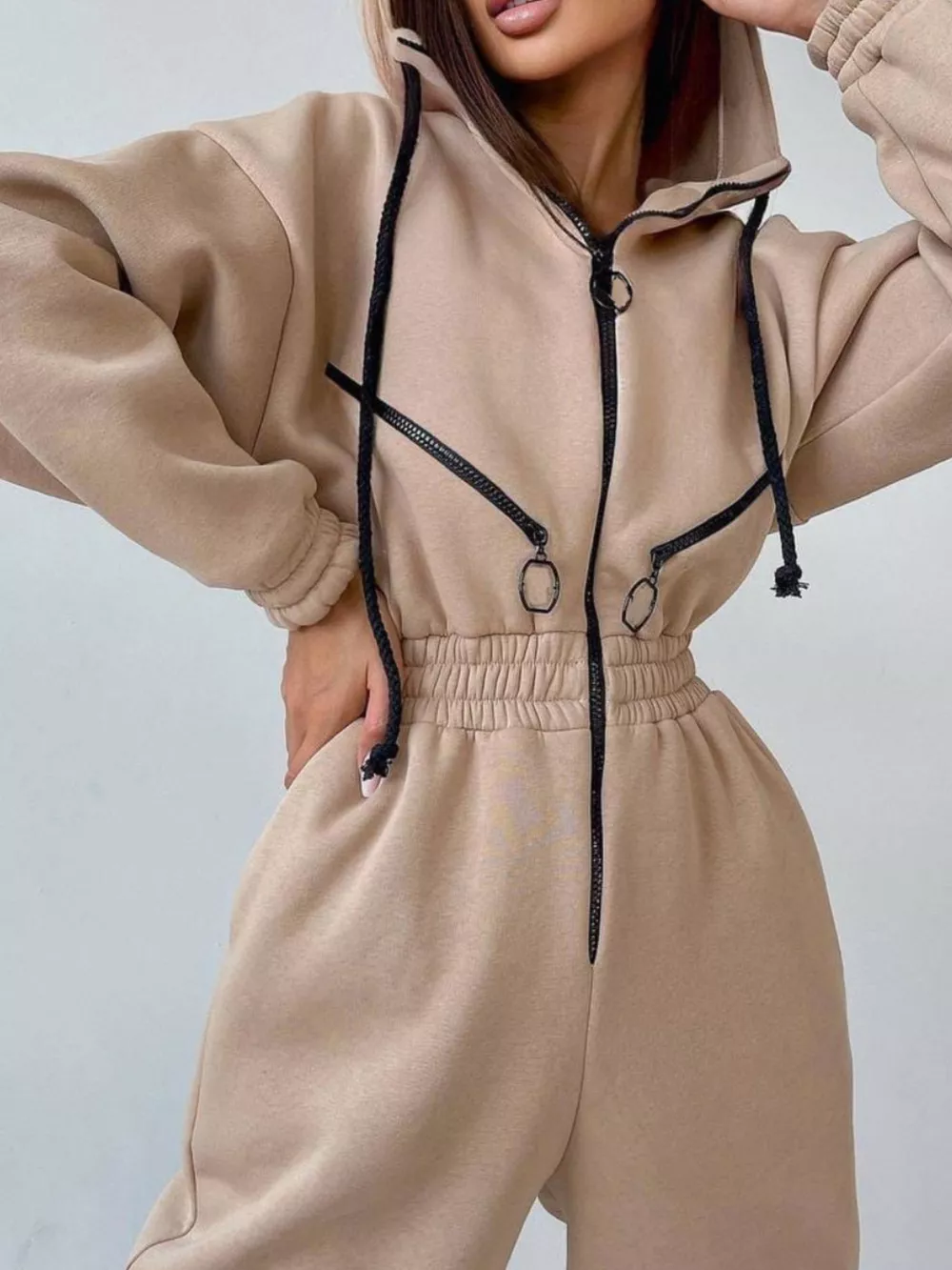 Hooded Zip-Up Long Sleeve Jumpsuit, image 19