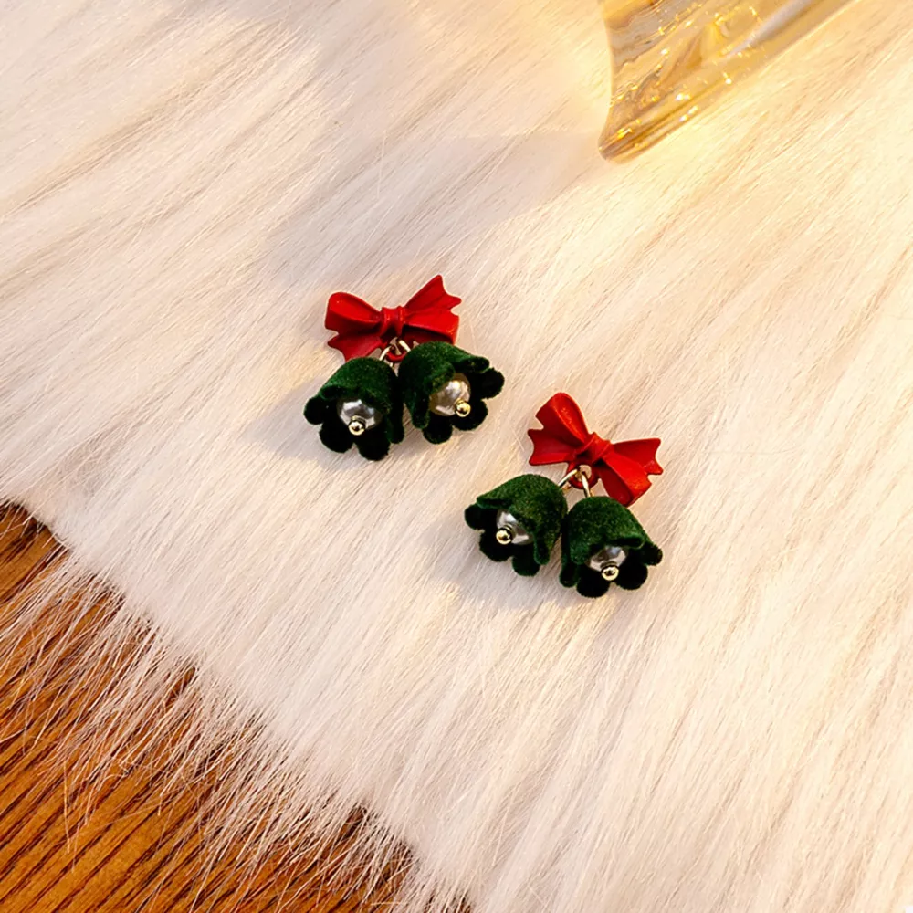 Velvet Bell Earrings with Bow