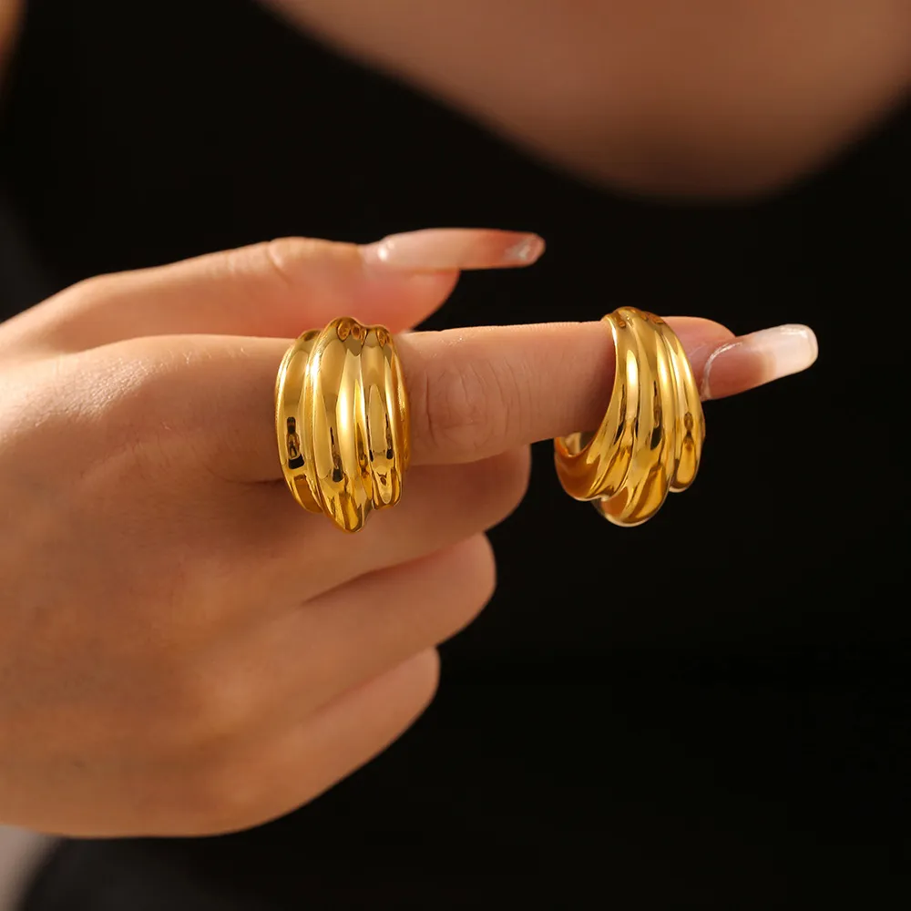 18K Gold-Plated Titanium Steel Open Ring, image 2