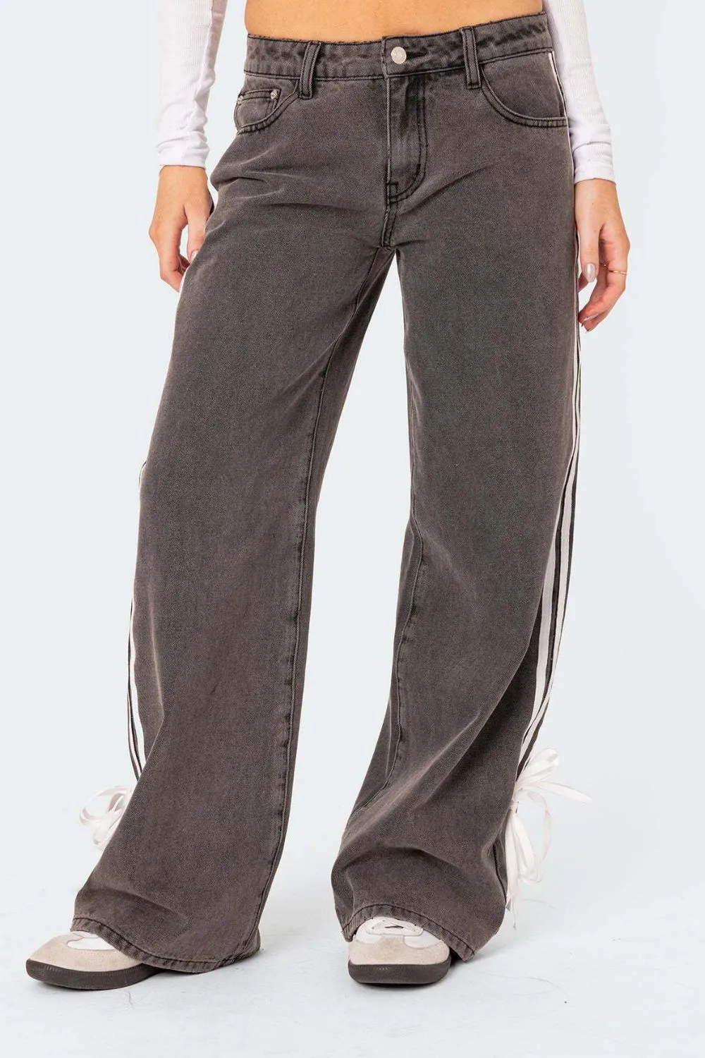 Side Striped Loose Fit Jeans, image 7