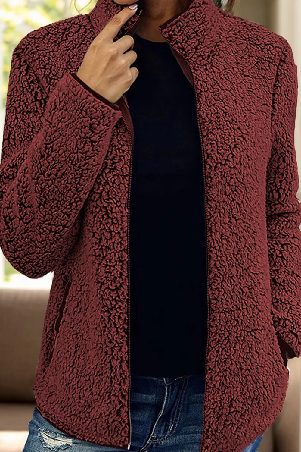 Pocketed Zip Up Turtleneck Jacket, image 5