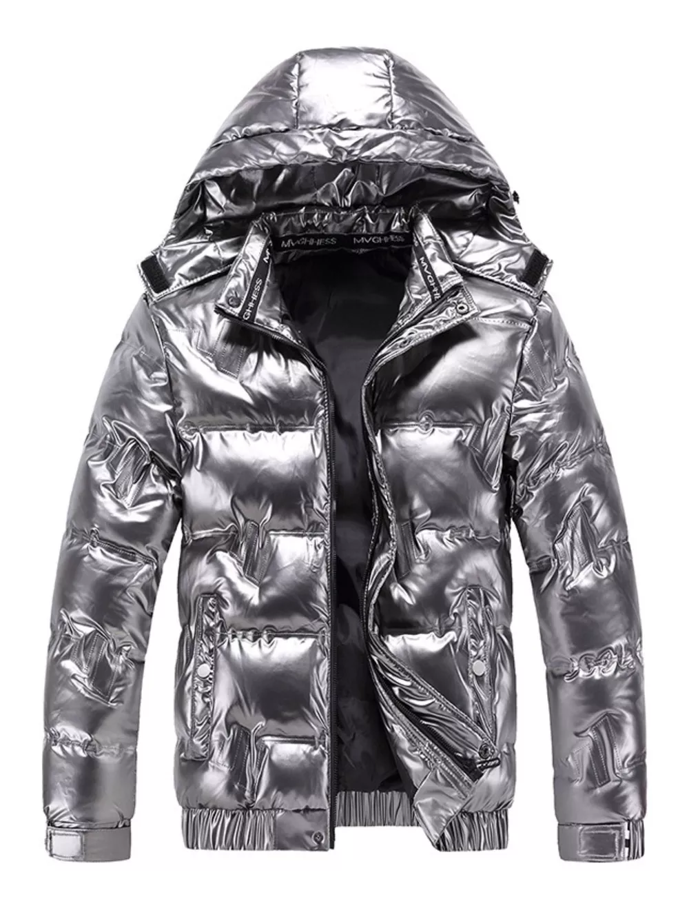 Men's Plus Size Zip Up Hooded Puffer Jacket, image 3