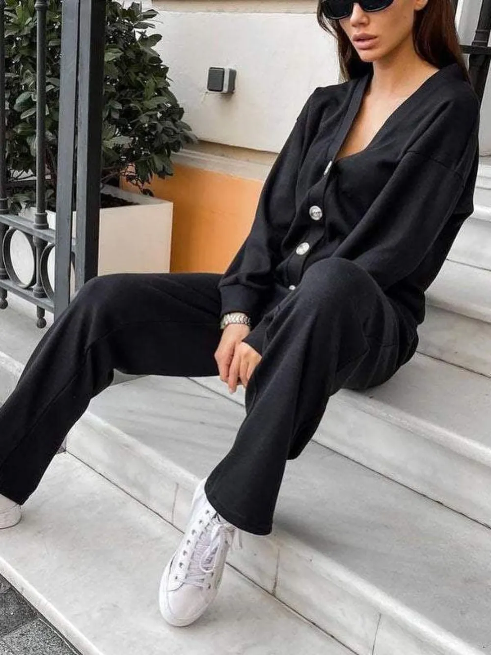 Full Size Button Up Long Sleeve Top and Pants Set, image 8