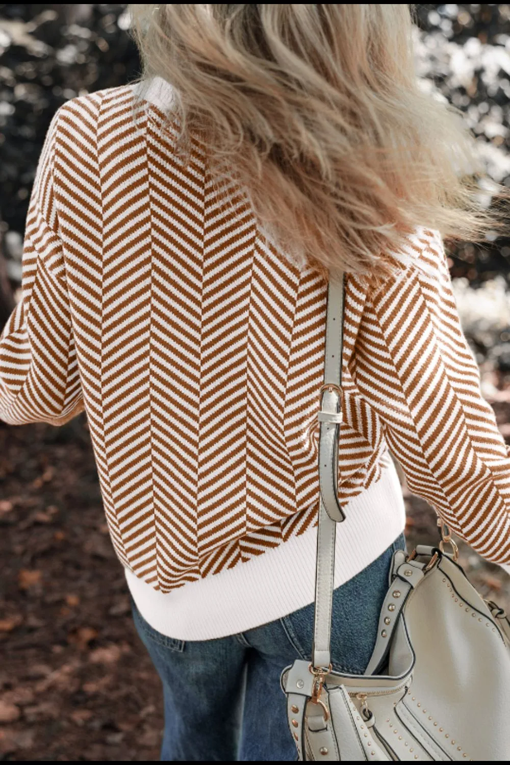 Striped Round Neck Long Sleeve Sweater, image 5