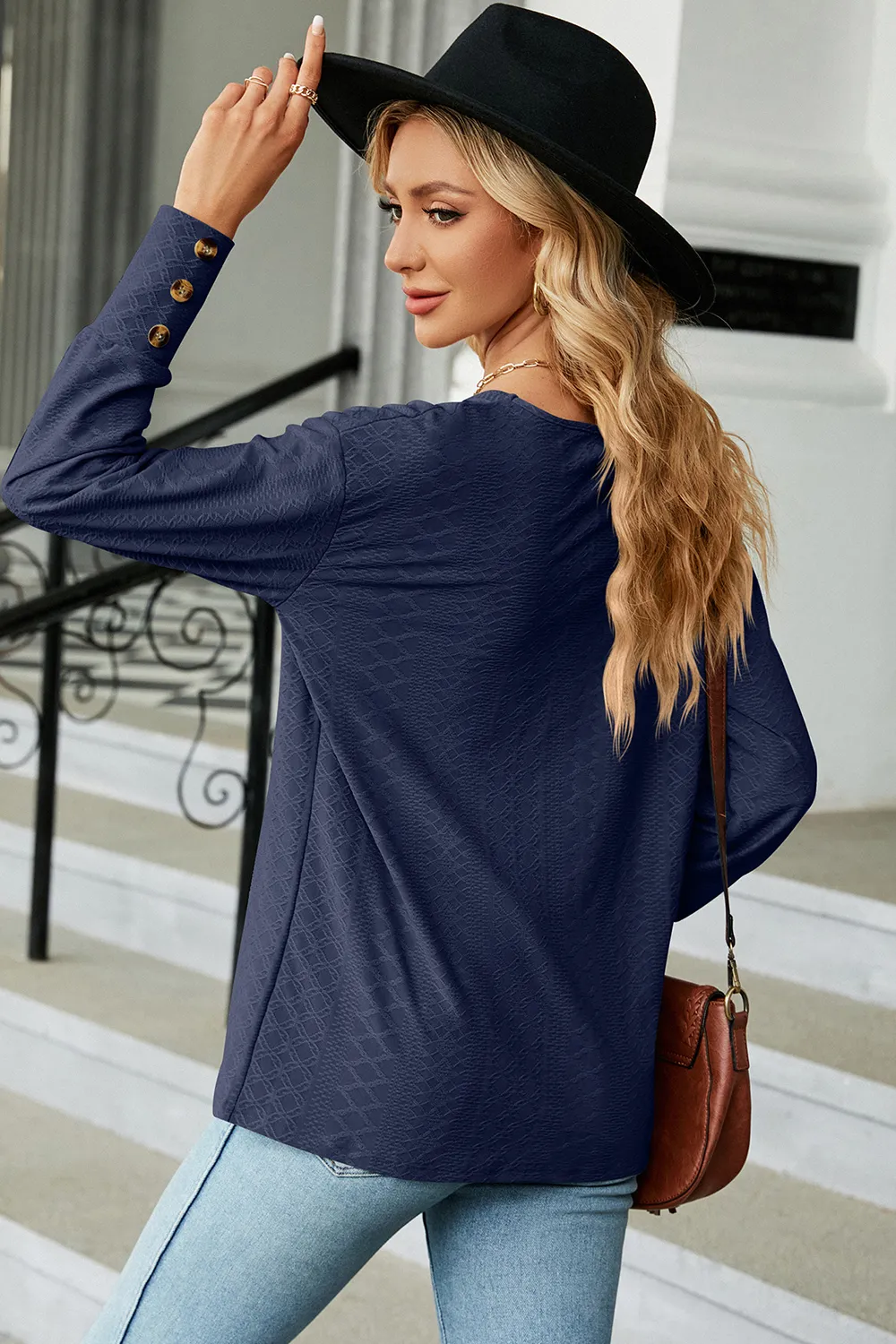 V-Neck Lantern Sleeve T-Shirt, image 16