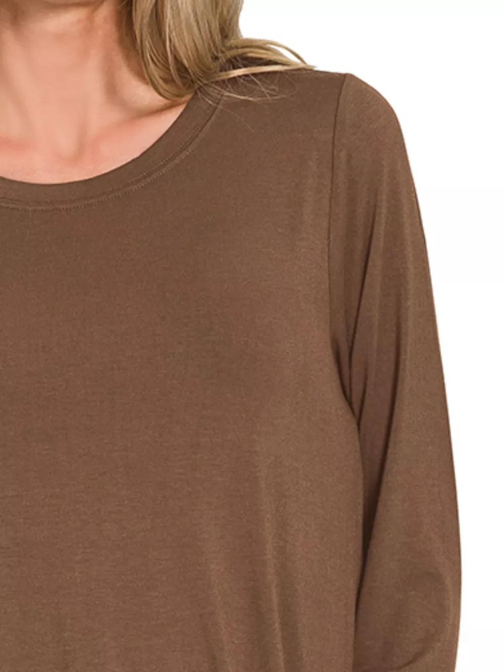 Flowy Round Hem Rayon Long Sleeve Top, image 3