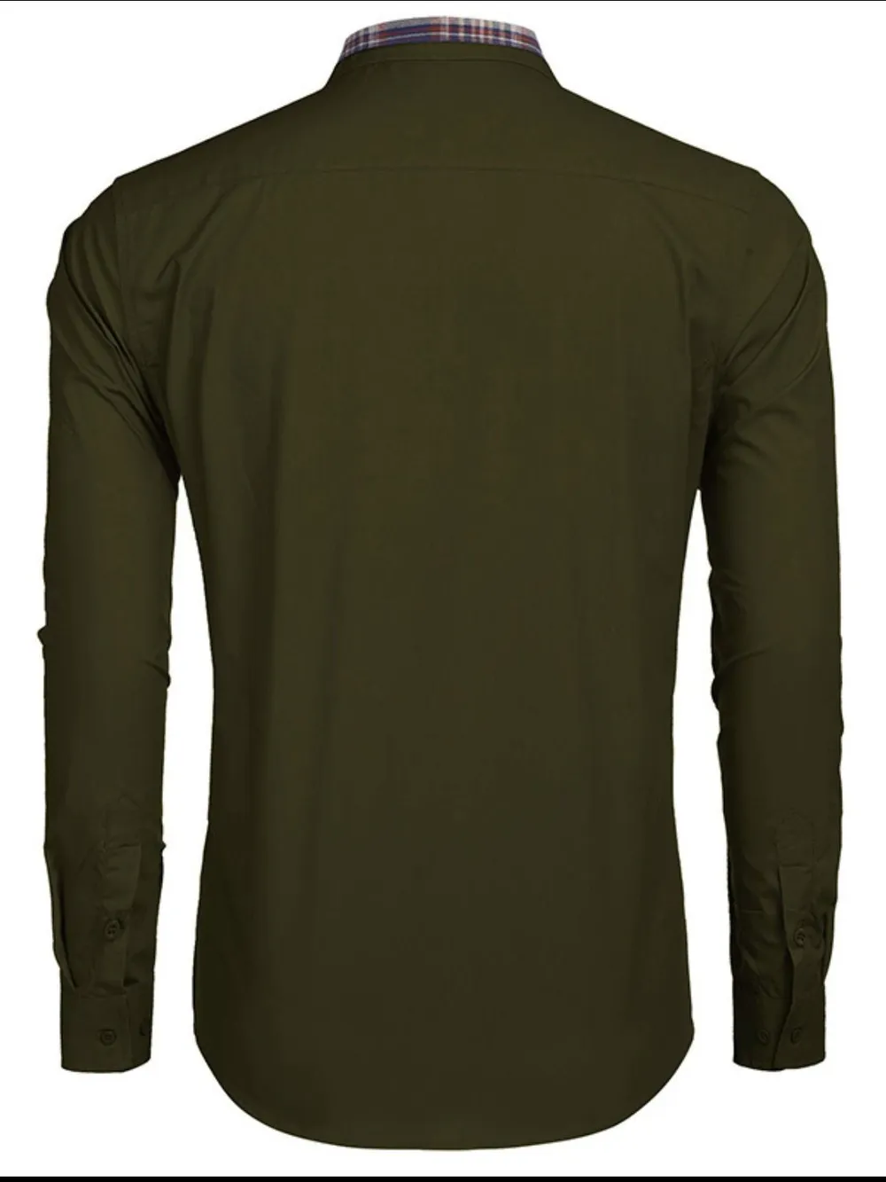 Men's Plaid Collared Neck Long Sleeve Shirt, image 3