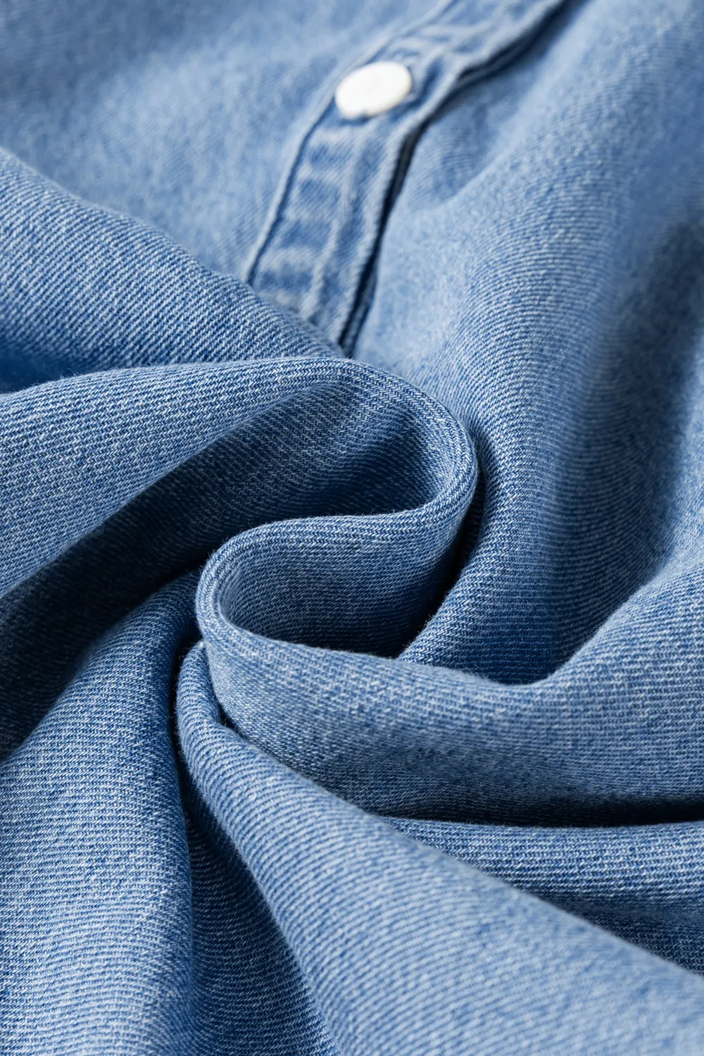 Half Button Long Sleeve Denim Top, image 6
