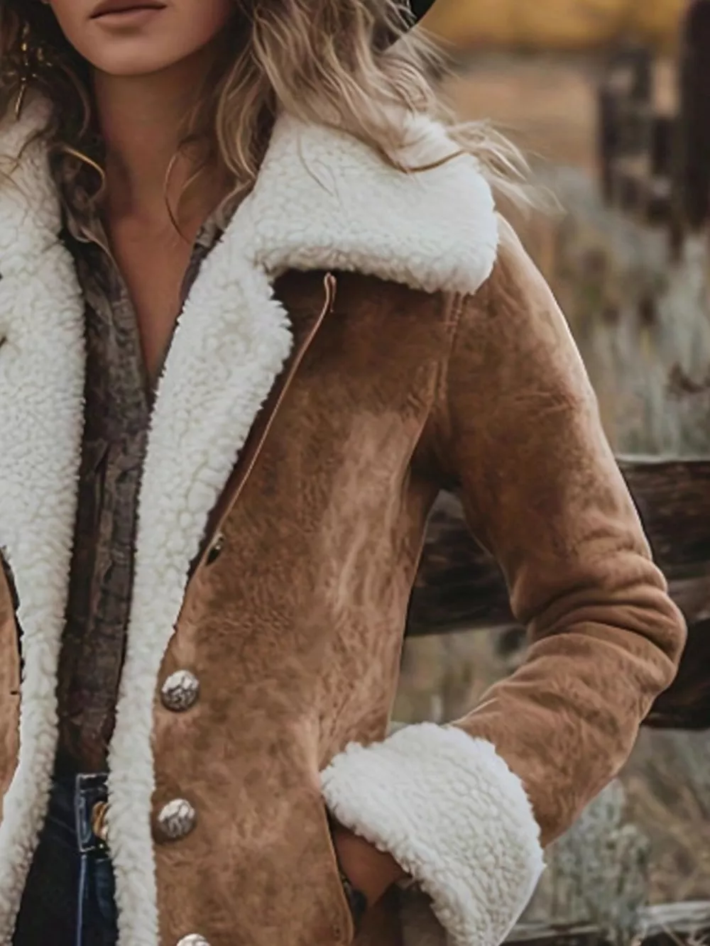 Sherpa-Lined Button Up Jacket, image 2