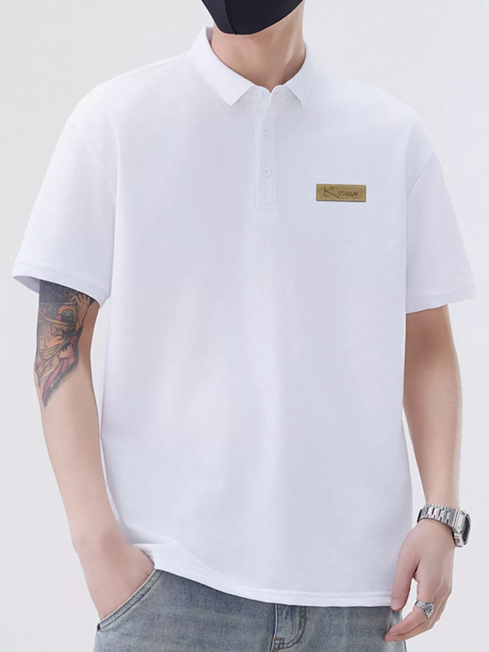 Men's Plus Size Button Detail Short Sleeve Polo, image 3