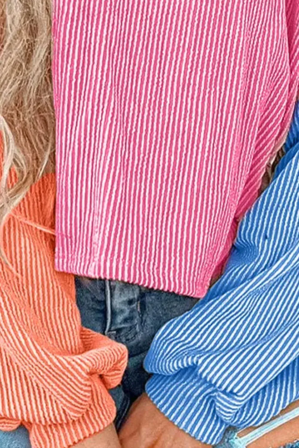 Color Block Round Neck Long Sleeve Top, image 5