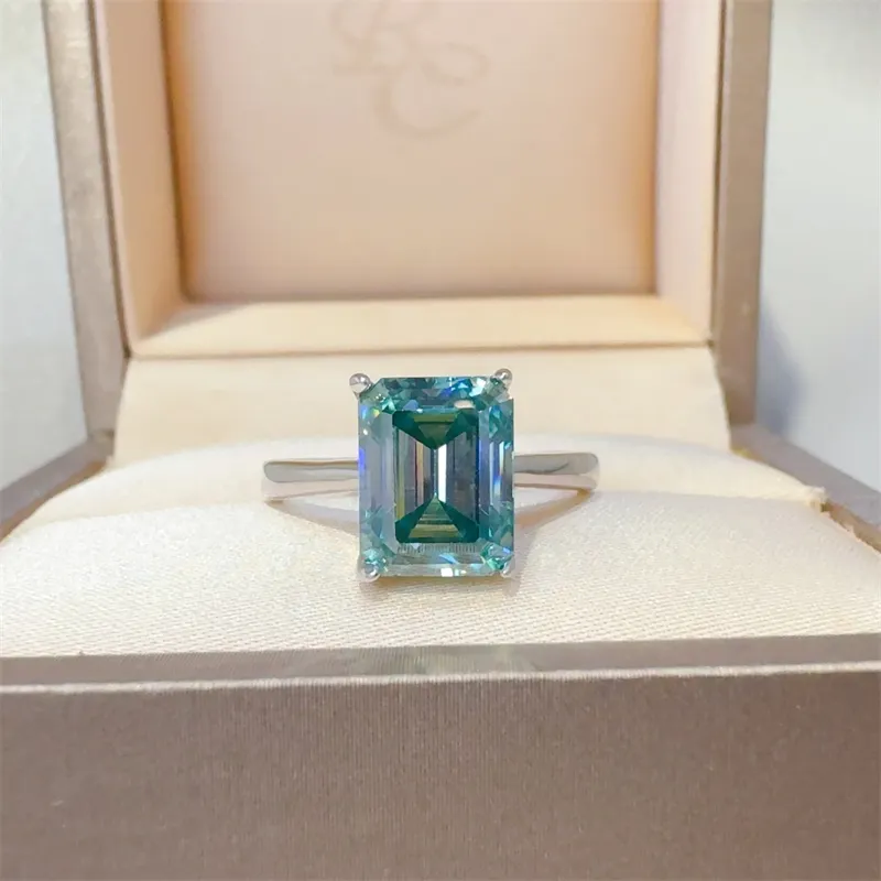 2 Carat 925 Sterling Silver Rectangle Shape Moissanite Ring, image 2
