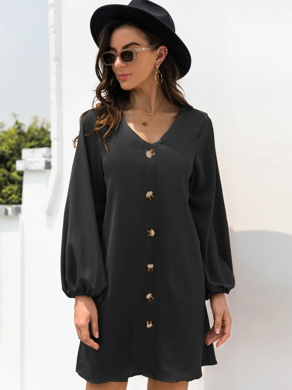 V-Neck Long Sleeve Mini Dress, image 14
