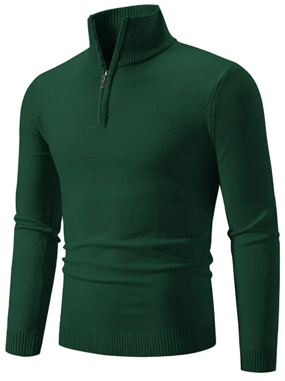 Men's Plus Size Quarter Zip Long Sleeve Knit Top, image 8