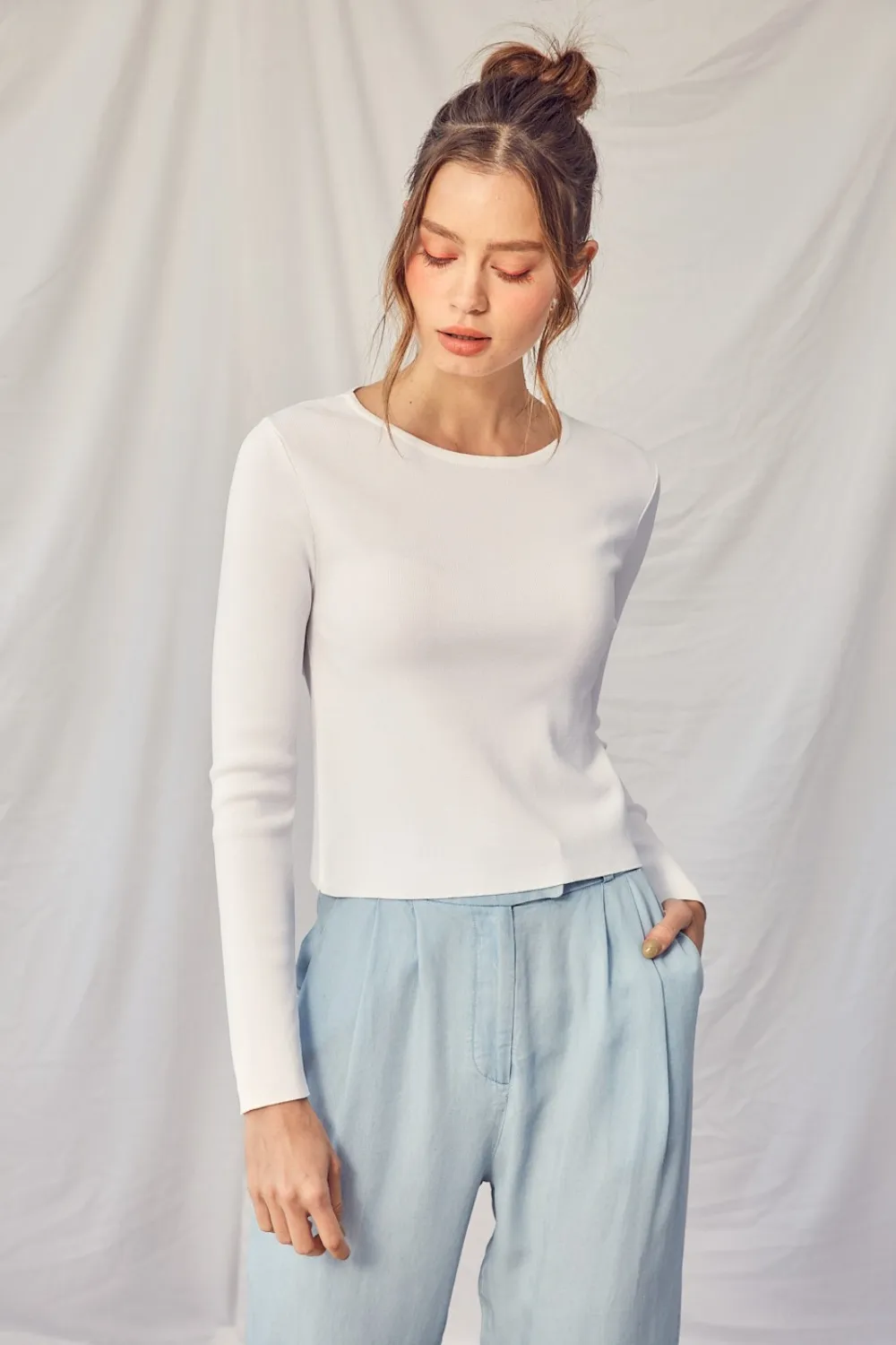 Twisted Backless Long Sleeve Knit Top, image 2