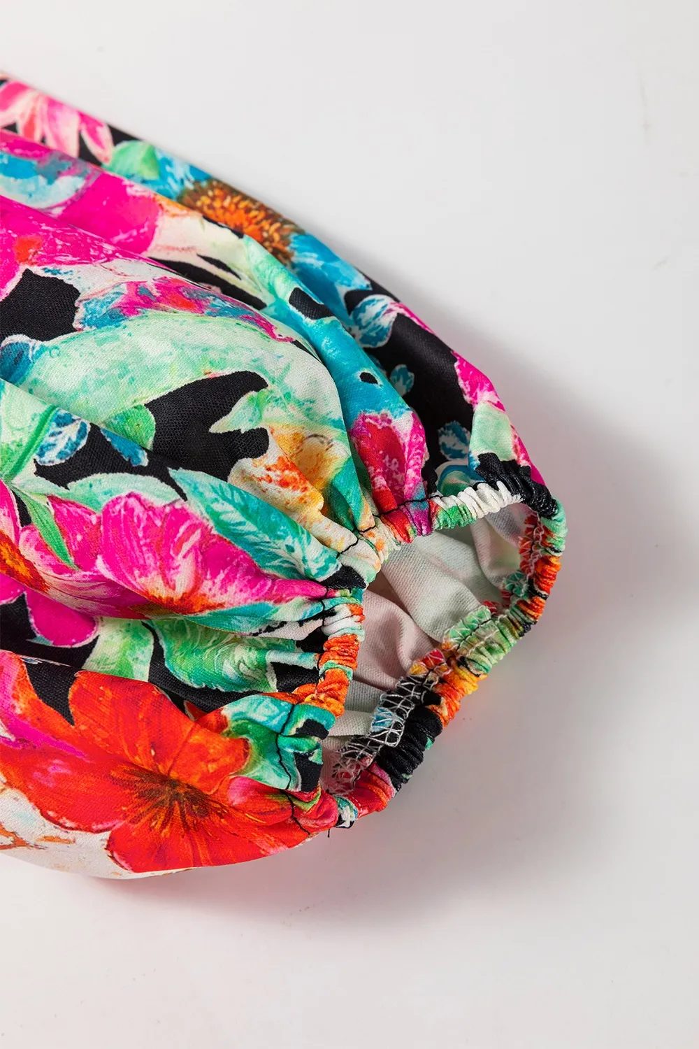 Floral Tie Neck Balloon Sleeve Blouse, image 4