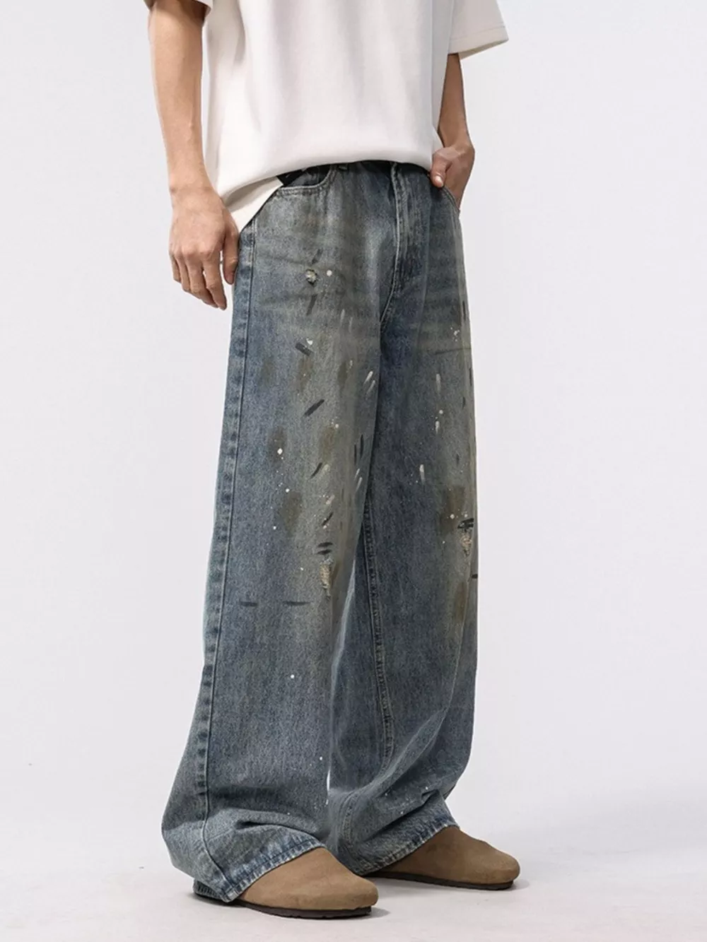Men's Washed Loose Fit Jeans, image 6
